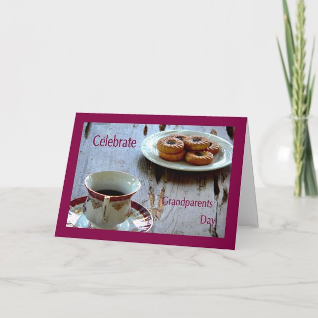 Cartão de Dia dos Avós com Tea e Crumpets (Frente)