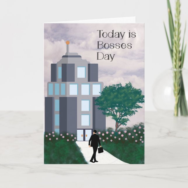 Cartão de Dia dos Chefes, Edifício e Chefe (Frente)