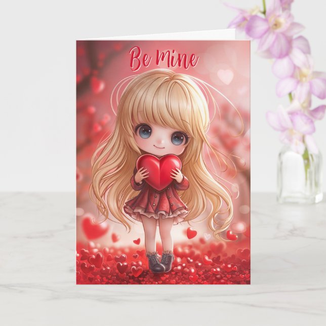 Cartão de Dia dos Namorados Chibi 99,9% Perfeito (Orquídea)
