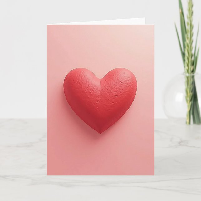Cartão de Dia dos Namorados com Coração Rosa (Frente)