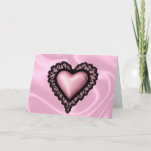 Cartão de Dia dos Namorados com Coração Rosa e Ren