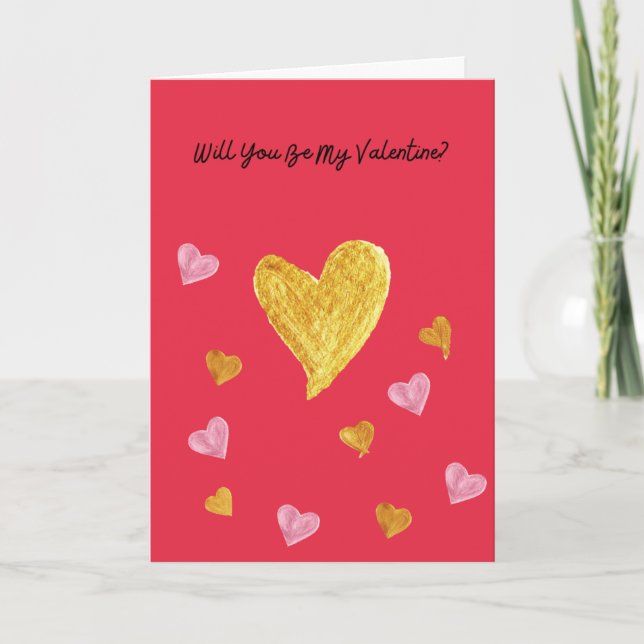 Cartão de Dia dos Namorados com Corações Vermelhos (Frente)