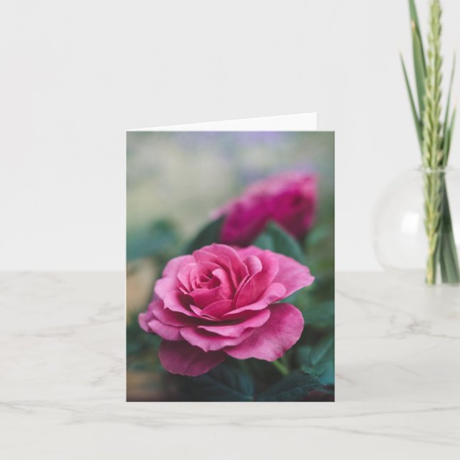 Cartão de Dia dos Namorados com Rosa Rosa (Frente)