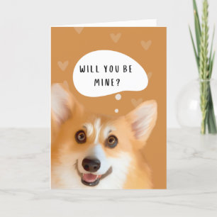 Cartão de Dia dos Namorados Corgi Dourado