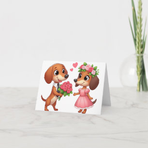 Cartão de Dia dos Namorados de Dachshund Animado