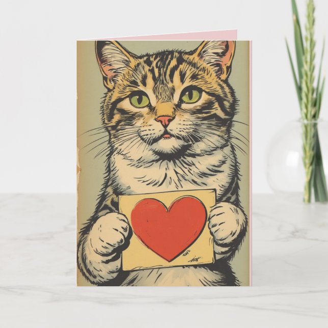 Cartão de Dia dos Namorados de Gato Malhado (Frente)