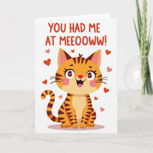 Cartão de Dia dos Namorados de Gato Meow Engraçado