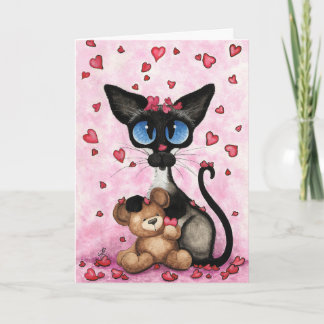 Cartão de Dia dos Namorados de Gato Siamês por Bih