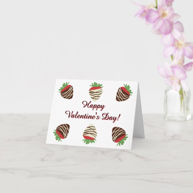 Cartão de Dia dos Namorados de Morango Coberta de  (Orquídea)