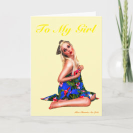 Cartão de Dia dos Namorados de Pin-up Retrô Fofo p