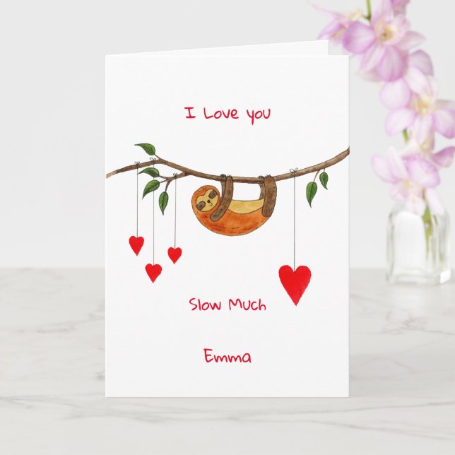 cartão de dia dos namorados de preguiça (Orquídea)