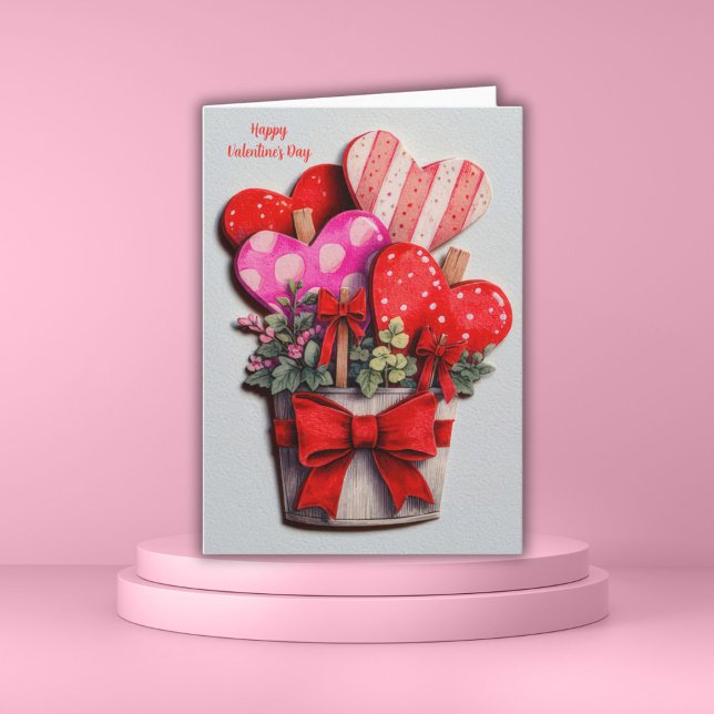 Cartão de Dia dos Namorados Flores Corações em um  (Criador carregado)