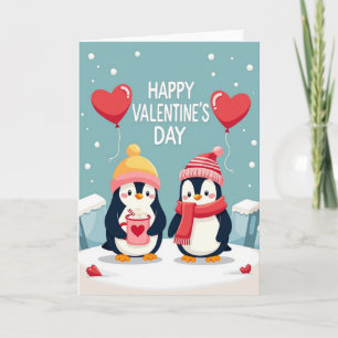 Cartão de Dia dos Namorados Pinguim Amor