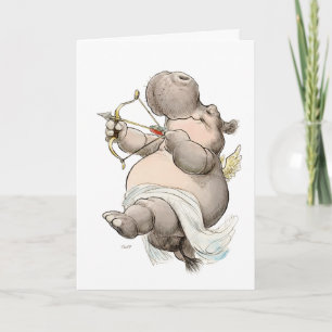 Cartão de Dia dos Namorados "Seja Meu" Hippo Cupid