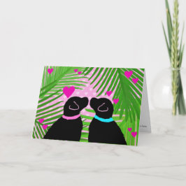 Cartão de Dia dos Namorados Tropical com Cães Labr