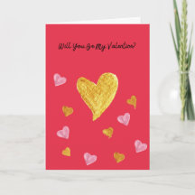 Cartão de Dia dos Namorados Vermelho com Corações 