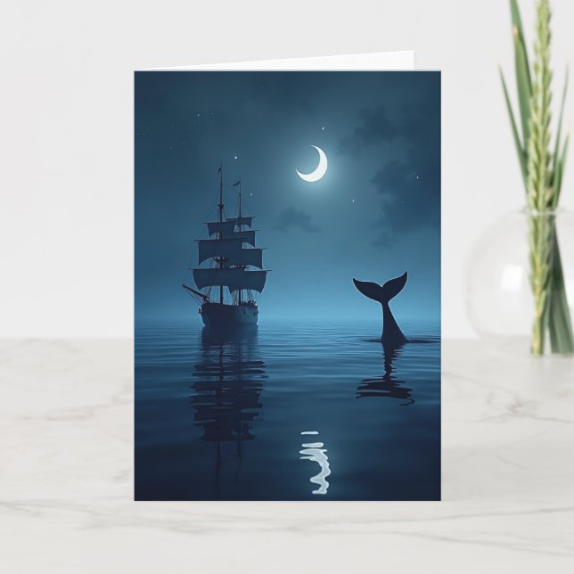 Cartão de Dia dos Pais à Vela ao Luar (Frente)