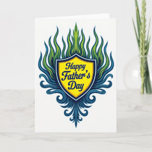 Cartão de Dia dos Pais com Escudo Vibrante