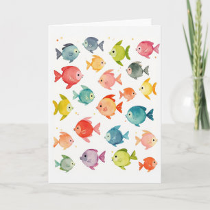 Cartão de Dia dos Pais de Peixe em Aquarela