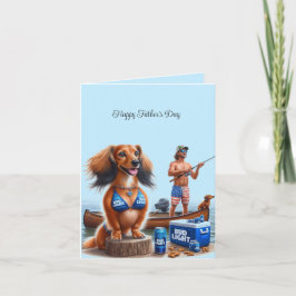 Cartão de Dia dos Pais para Dachshund Pescador