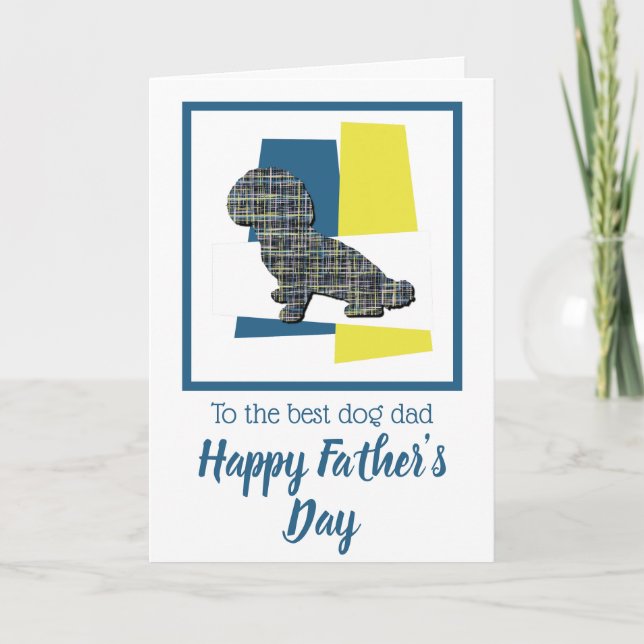 Cartão de Dia dos Pais Silhueta de Shihpoo TriColo (Frente)