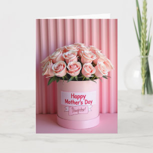 Cartão de Dia Feliz com Rosas Cor-de-Rosa Listrada