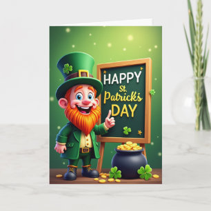 Cartão de Dia Feliz do Leprechaun de Ouro Falso