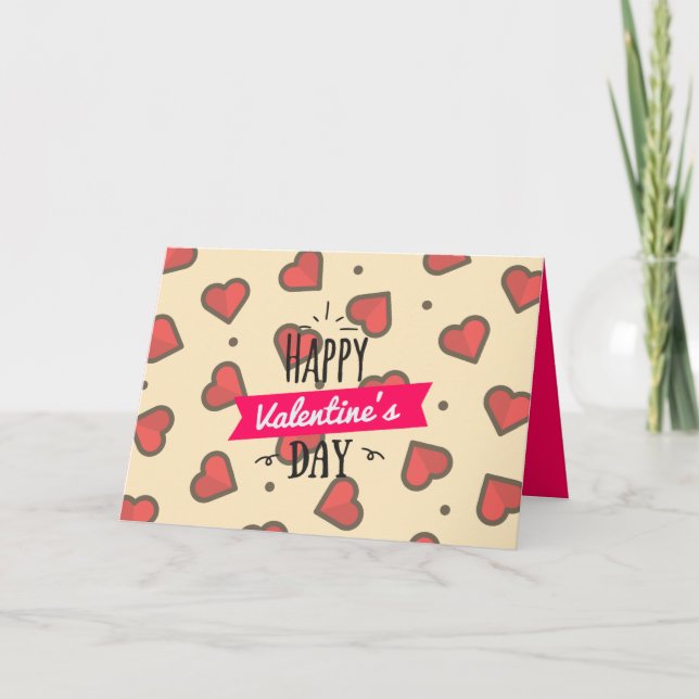 Cartão de Dia Feliz dos Namorados Feliz, Vermelho  (Frente)