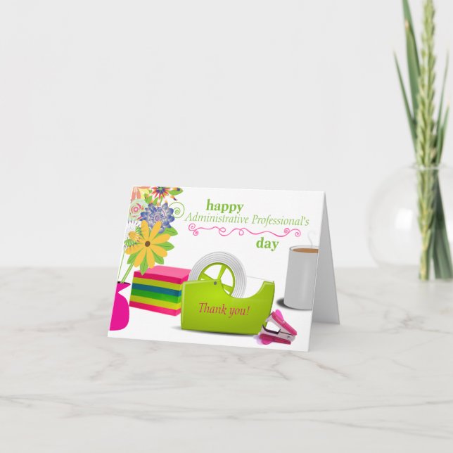 Cartão de Dia Profissional Administrativo (Frente)