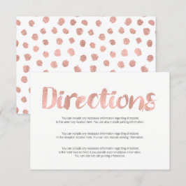 Cartão de Direções de Casamento em Rose Dourado Mo