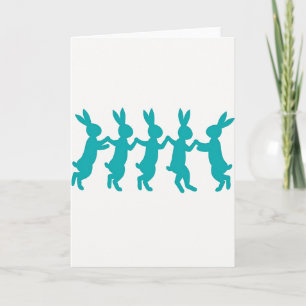Cartão de Diversão dos Amigos Coelhinhos Azul-Turq