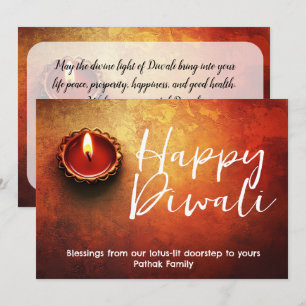 Cartão de Diwali personalizável com Luzes de Lótus