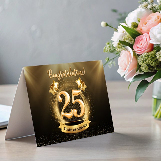 Cartão de Dobra de Aniversário de Marco de Funcion (25 Years Employee Milestone Anniversary Fold Card)