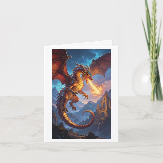 Cartão de dragão de fantasia em branco (Frente)
