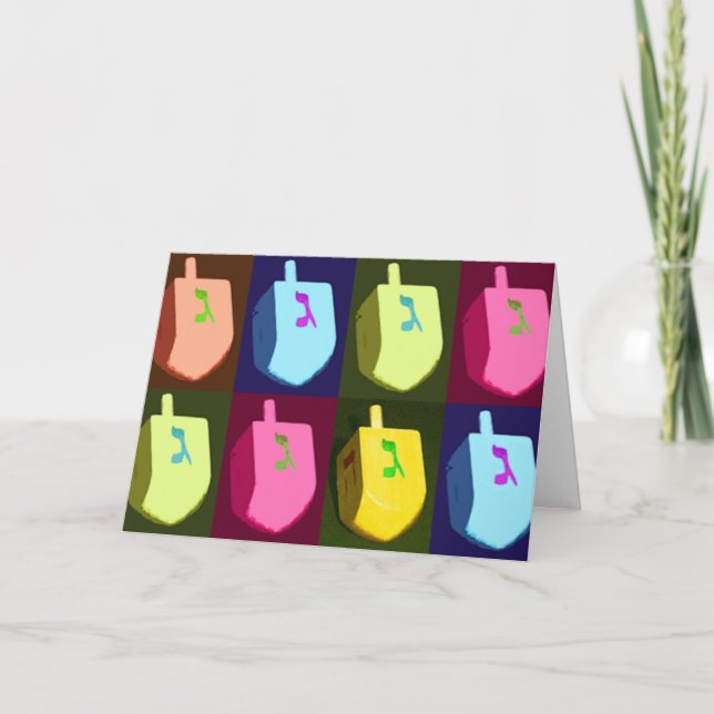 Cartão de Dreidels Hanukkah (Frente)
