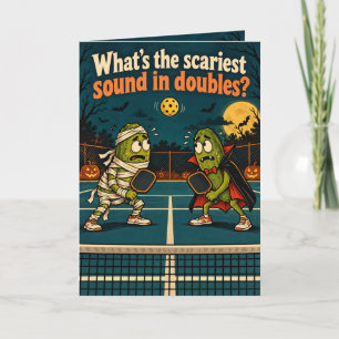 Cartão de Duplas de Pickleball de Halloween Engraç