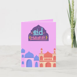 Cartão de Eid Mubarak Eid da Mesquita Colorida