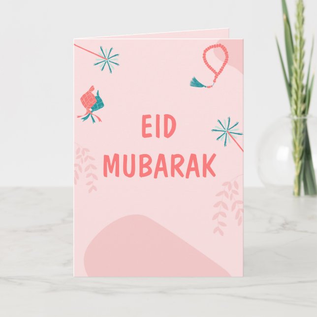 Cartão De Eid Mubarak Moderno E Custa Personalizad (Frente)