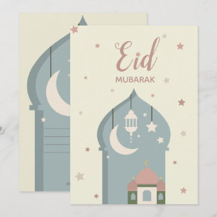 Cartão de Eid Mubarak para o ajustado do al do eid
