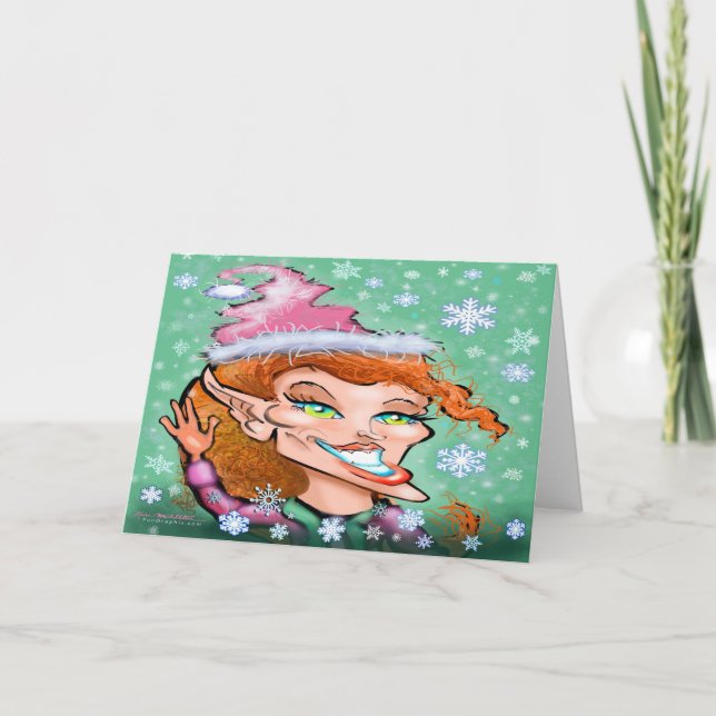 Cartão de Elfe de Natal (Frente)