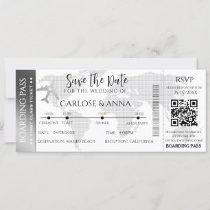 Cartão de Embarque Casamento Destino código QR cin