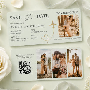 Cartão de Embarque de Avião para Save the Date de