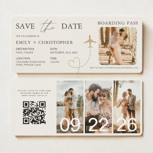 Cartão de Embarque de Casamento Código QR Avião