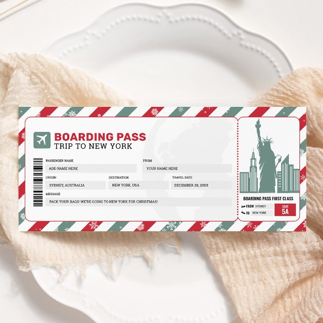 Cartão de Embarque de Natal de Nova York Presente (Criador carregado)