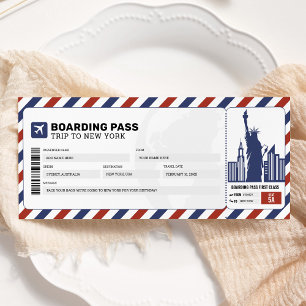Cartão de Embarque de Nova York Passagem de Viagem