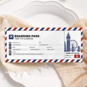 Cartão de Embarque de Viagem de Londres Presente P