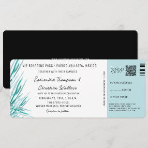 Cartão de Embarque para Casamento de Destino Palme