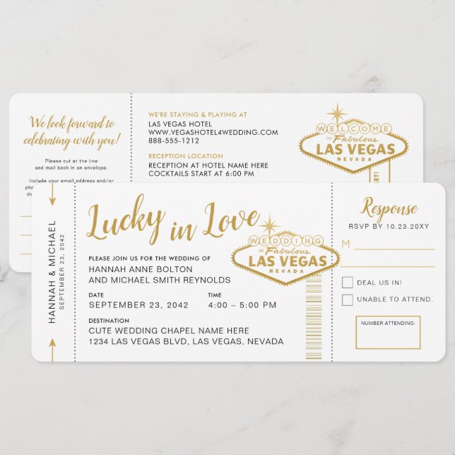 Cartão de Embarque para Casamento em Las Vegas (Frente/Verso)