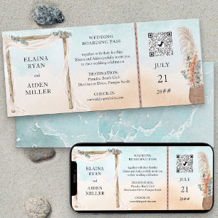 Cartão de Embarque para Casamento no Destino Boho