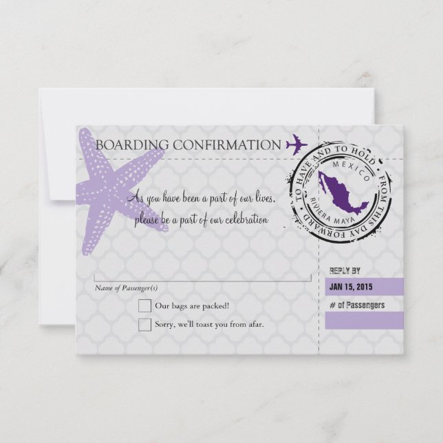 Cartão de Embarque para o México RSVP (Frente)